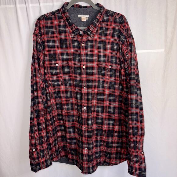 Carbon 2 Cobalt Men's XXL Red Gray Plaid Lined Button Front Shirt Long Sleeves - Picture 1 of 9